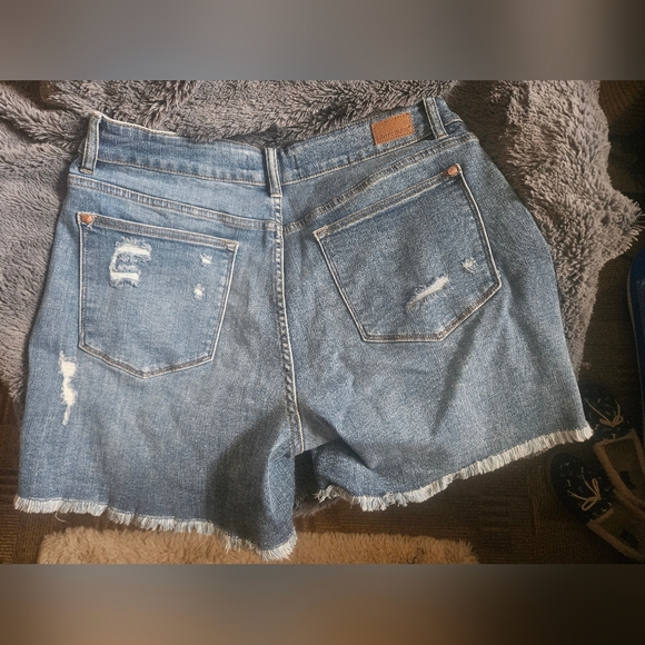 Judy Blue Distressed Denim Shorts - Medium Blue - Picture 2 of 4
